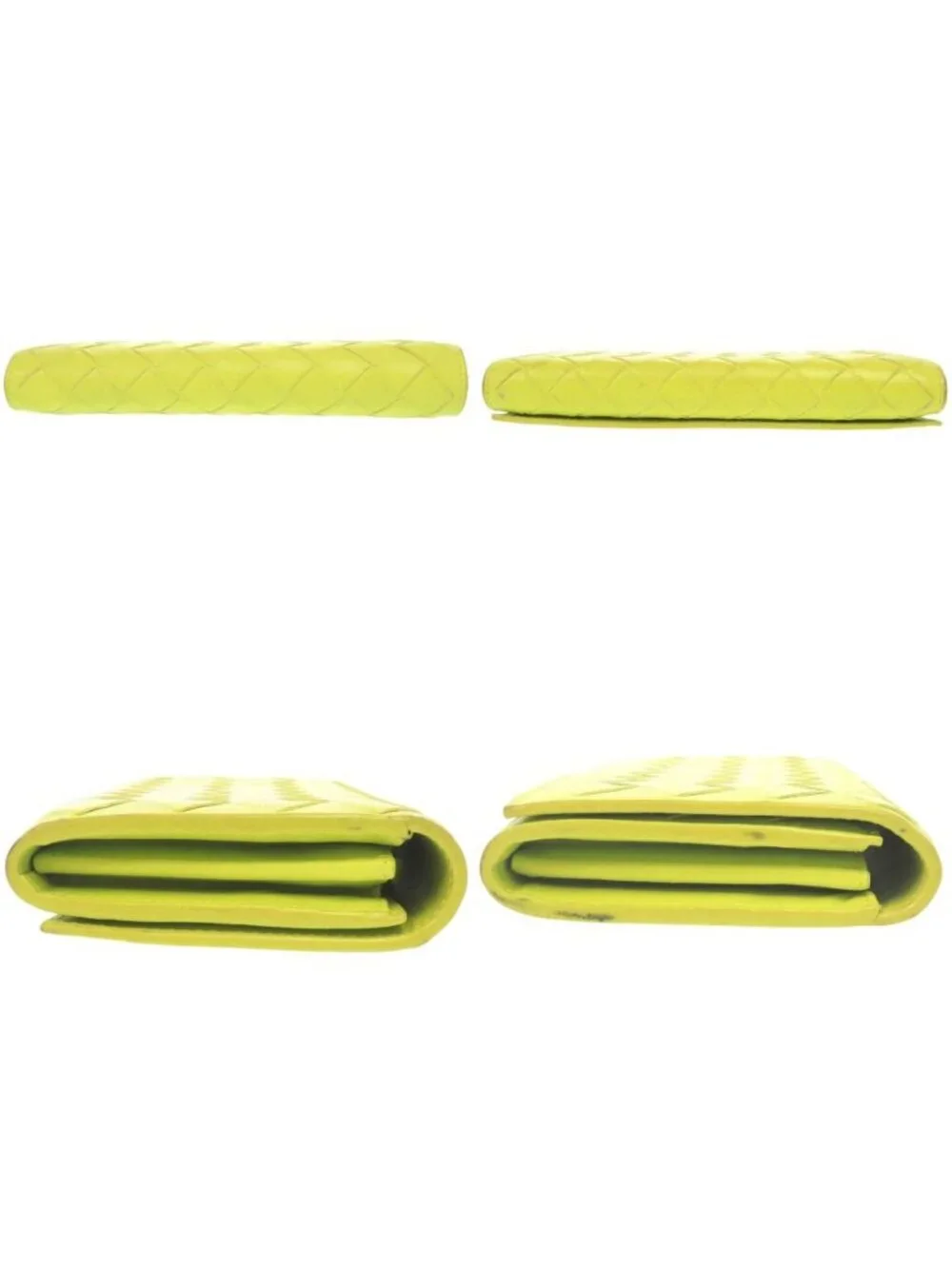 Bottega Veneta Intrecciato Leather Yellow Green Wallet